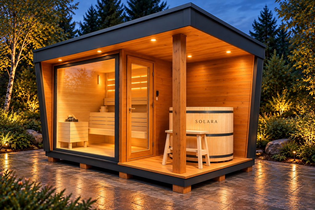 Solara Contrast Suite | 4 Person Outdoor Sauna & Cold Plunge