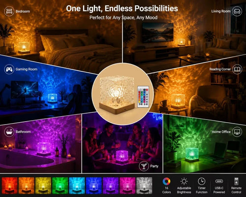 Rotating Water Ripple Night Light