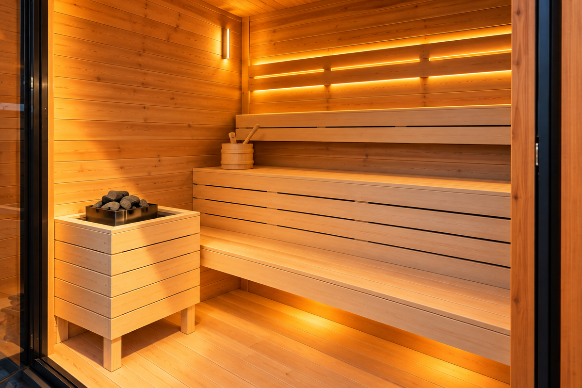 Solara Contrast Suite | 4 Person Outdoor Sauna & Cold Plunge